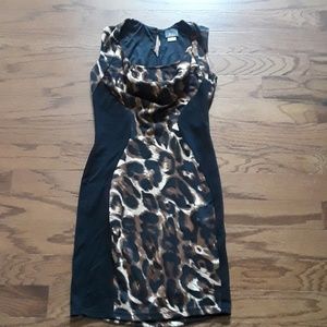 NWOT leopard dress. Zips up back